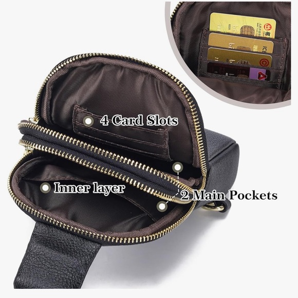 Black Leather Crossbody Travel Bag - Picture 3 of 15